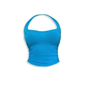 y2k ocean blue halter top